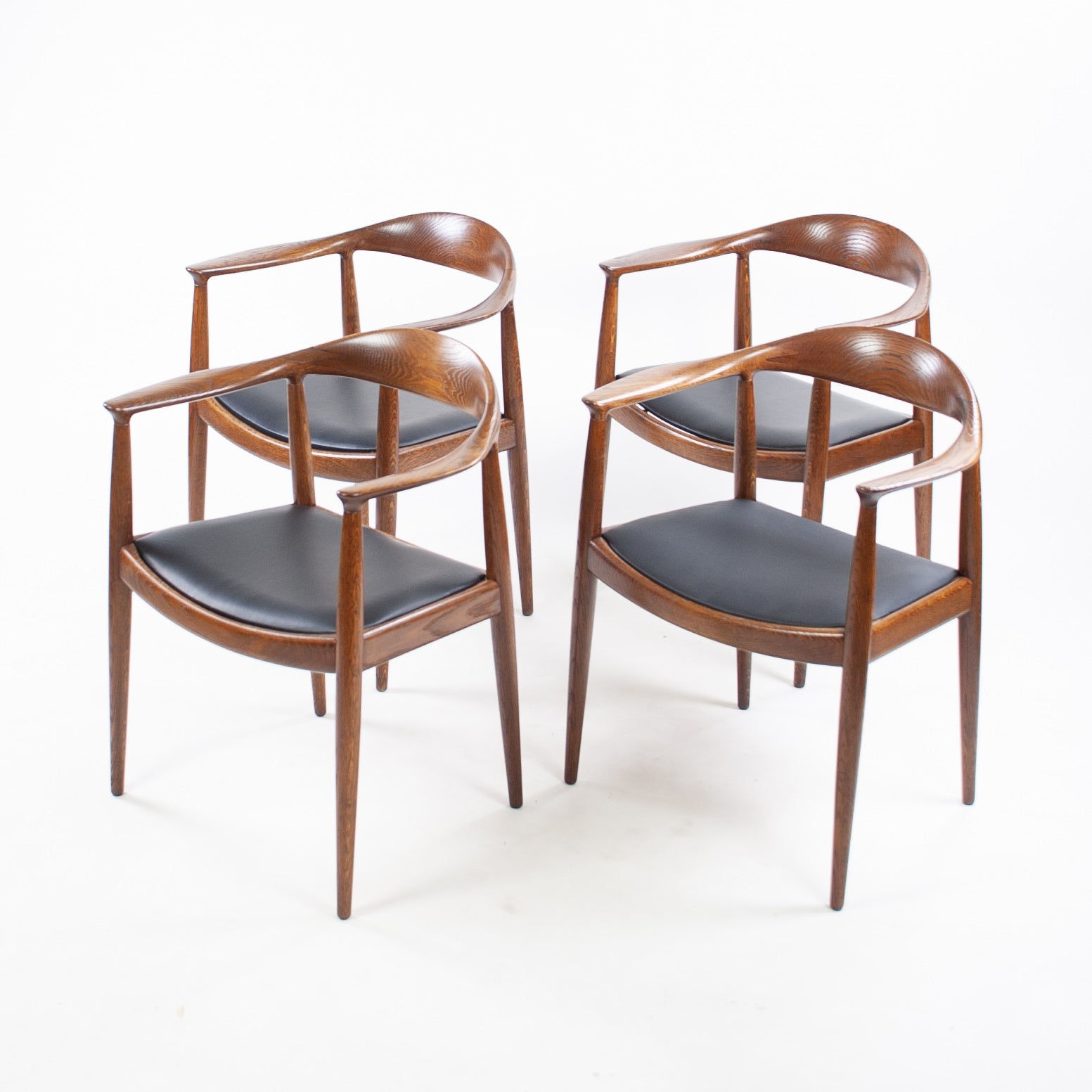 SOLD 12x Hans Wegner Round The Chair Johannes Hansen Denmark For Knoll Oak Armchairs