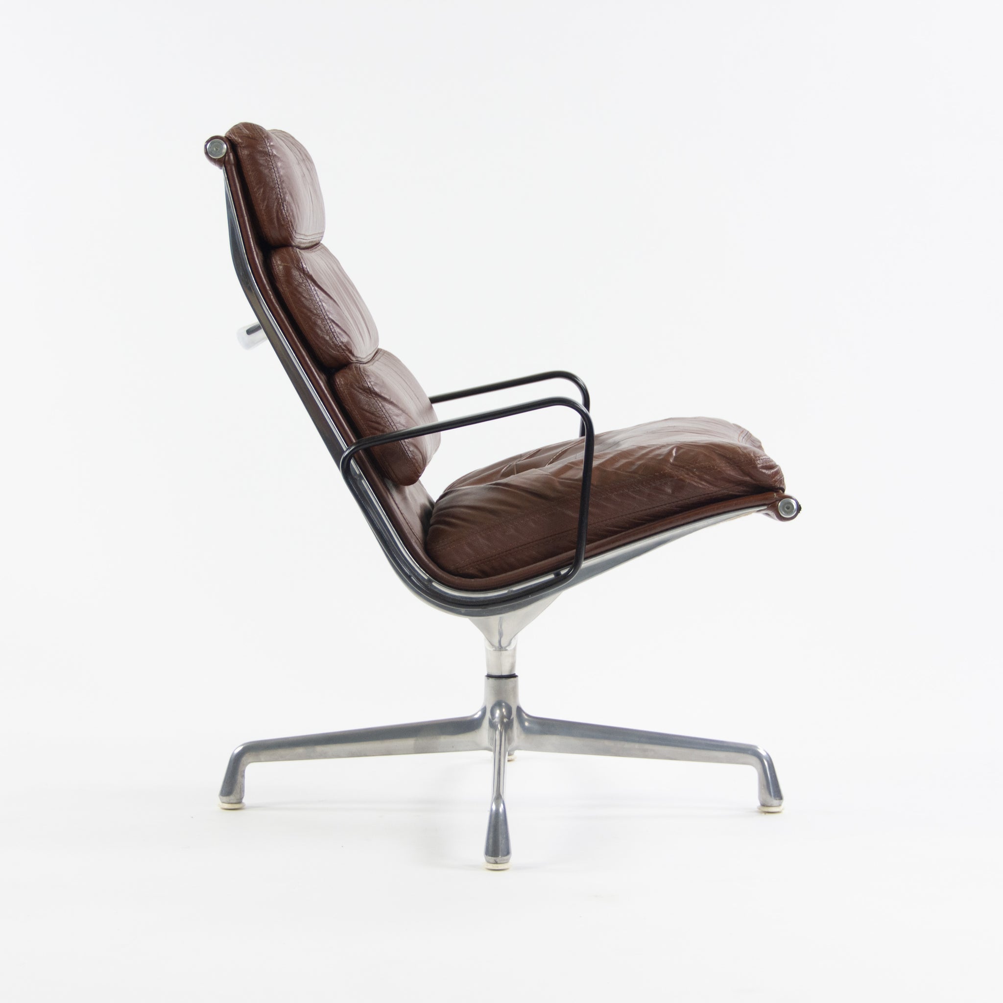 SOLD 1970's Museum Quality Eames Herman Miller Soft Pad Aluminum Lounge Chair Brown