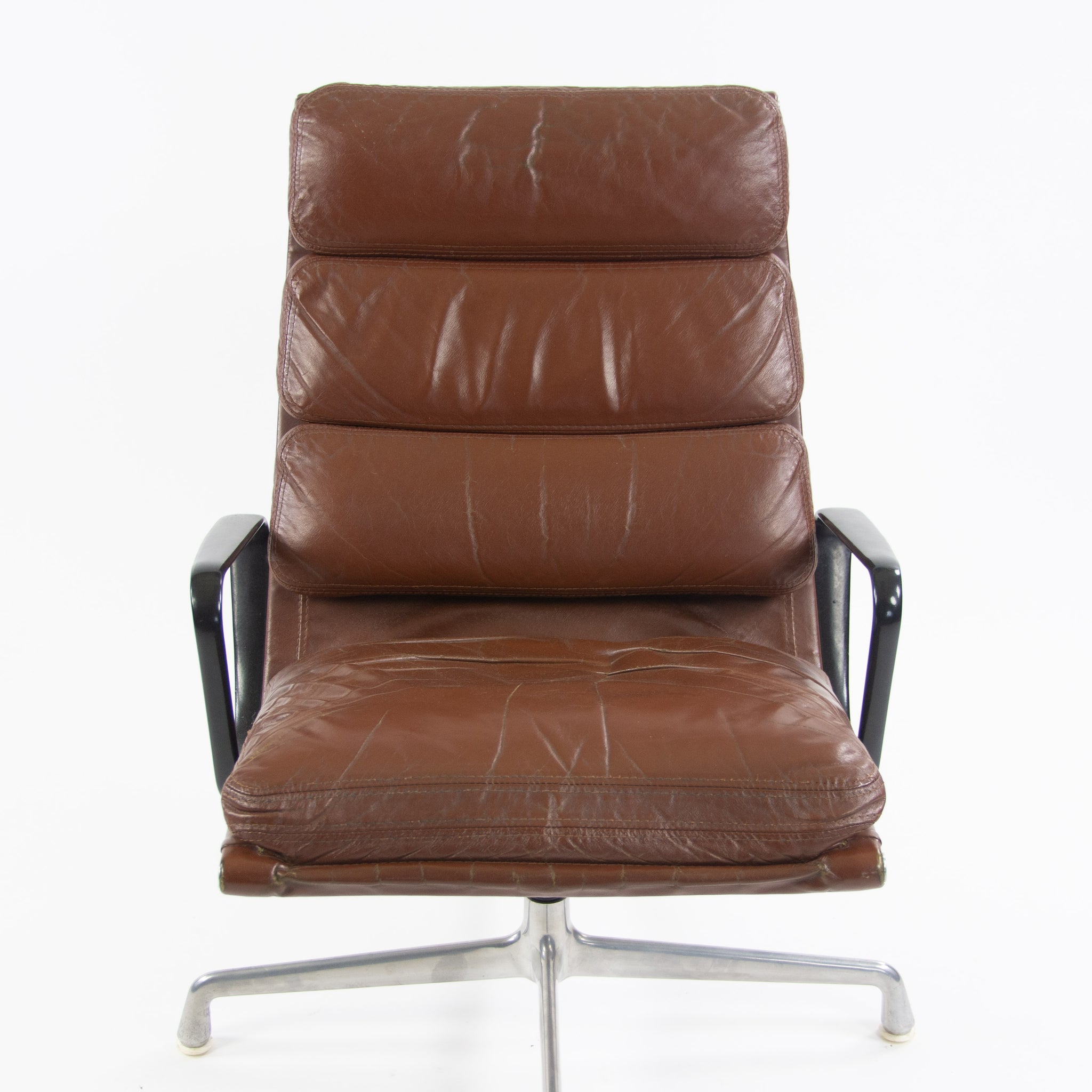 SOLD 1970's Museum Quality Eames Herman Miller Soft Pad Aluminum Lounge Chair Brown