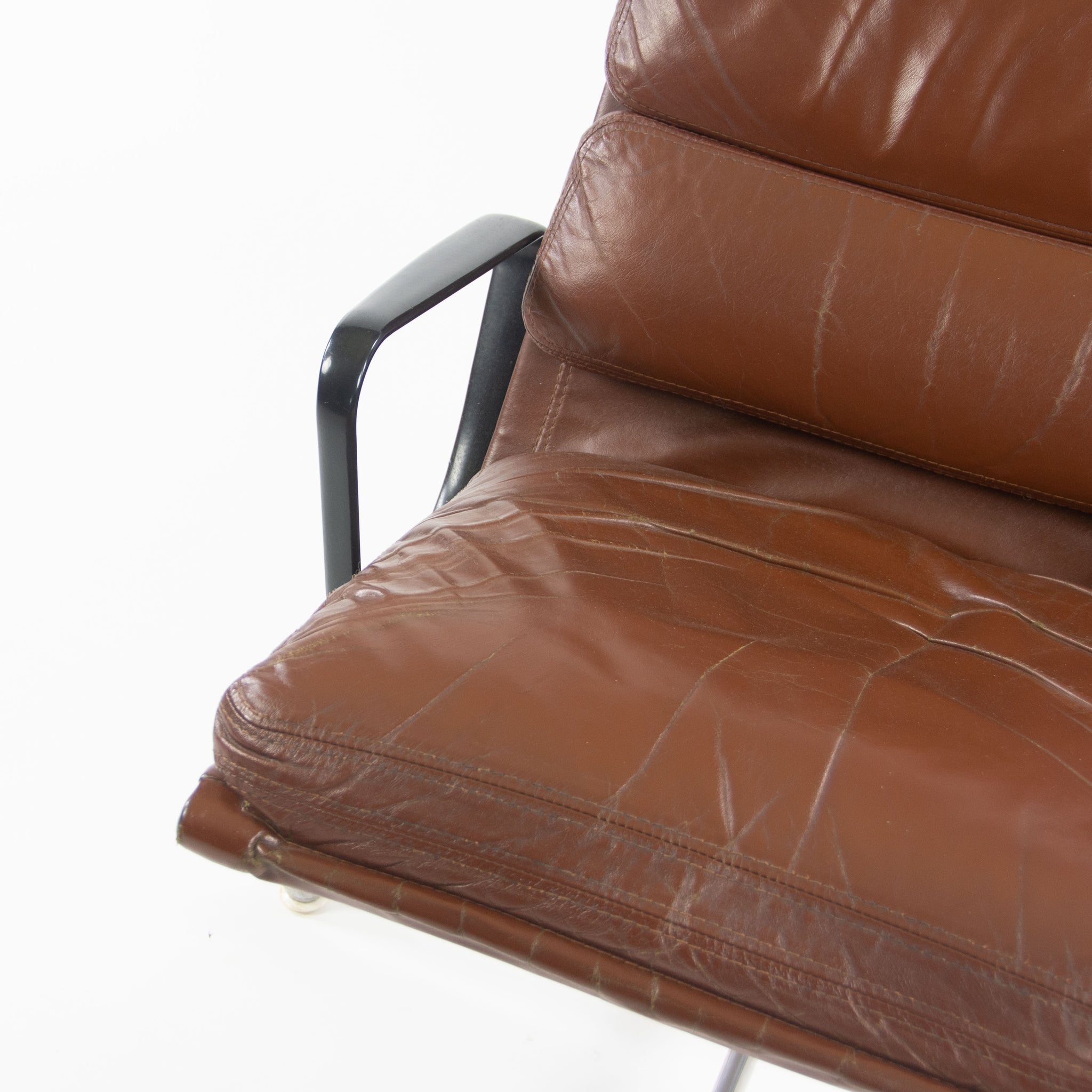 SOLD 1970's Museum Quality Eames Herman Miller Soft Pad Aluminum Lounge Chair Brown