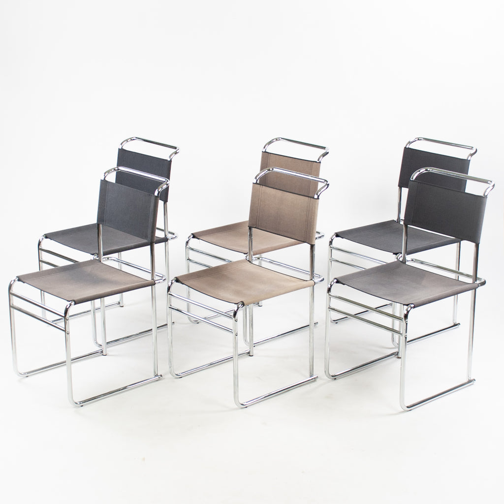 SOLD Marcel Breuer B5 Dining Chairs Chrome Canvas Bauhaus Tecta Thonet 1960s Set of Six