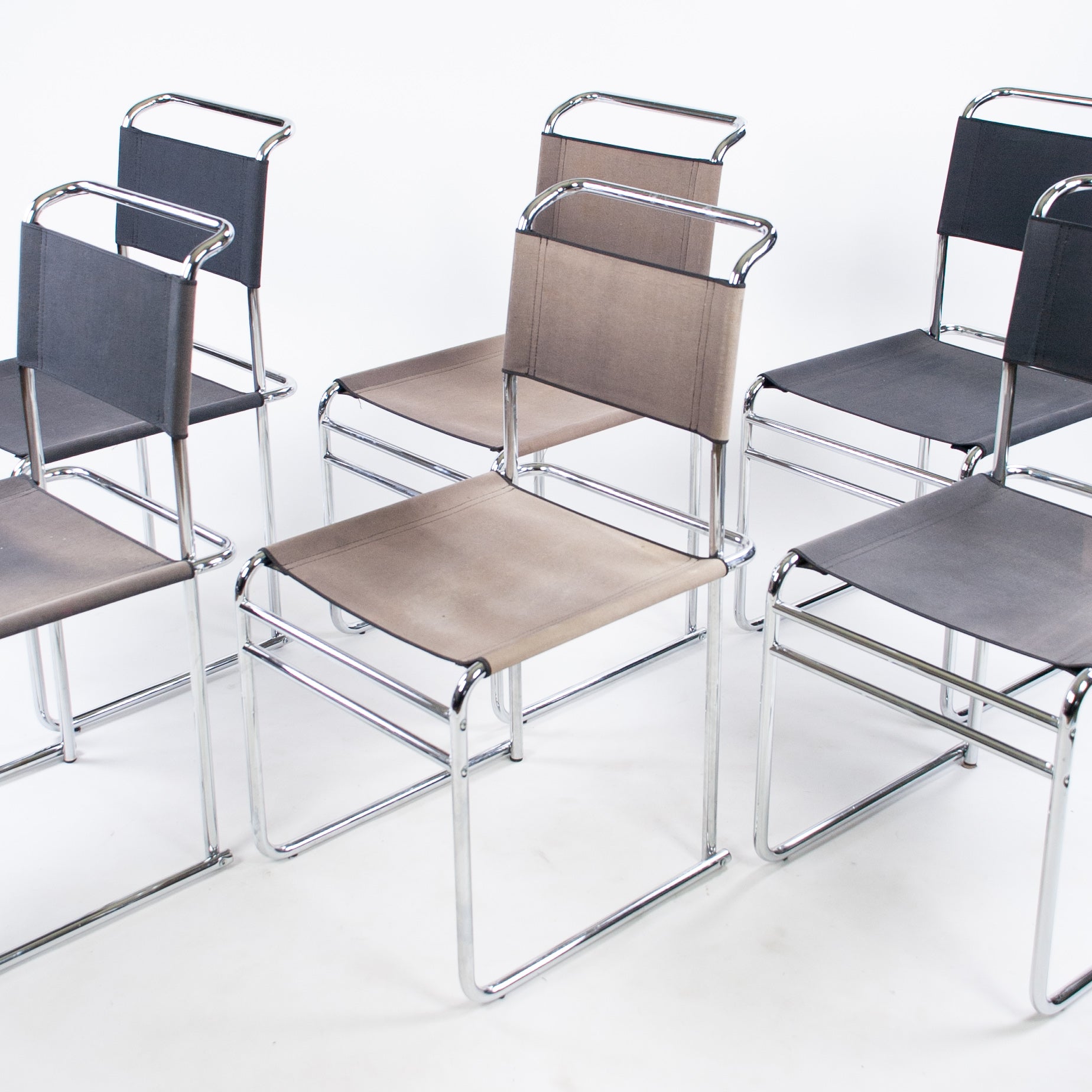 SOLD Marcel Breuer B5 Dining Chairs Chrome Canvas Bauhaus Tecta Thonet 1960s Set of Six