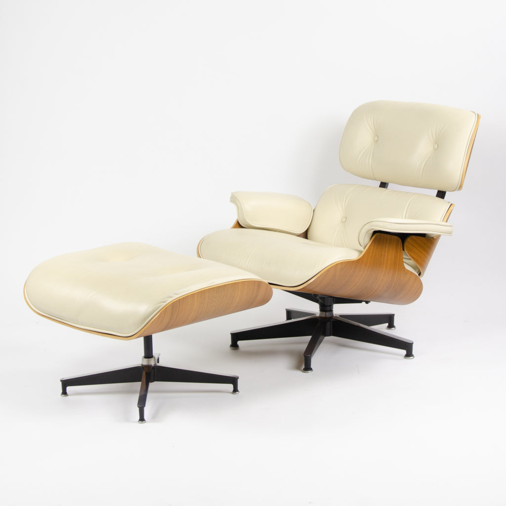 SOLD Herman Miller Eames Lounge Chair & Ottoman Walnut 670 671 Ivory Leather