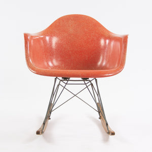 SOLD 1950's Eames Herman Miller RAR Armshell Fiberglass Red Orange Rocking Chair