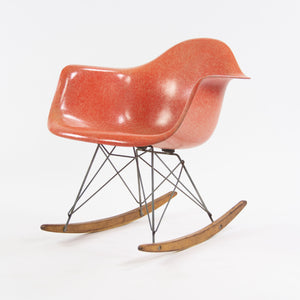 SOLD 1950's Eames Herman Miller RAR Armshell Fiberglass Red Orange Rocking Chair