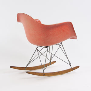 SOLD 1950's Eames Herman Miller RAR Armshell Fiberglass Red Orange Rocking Chair