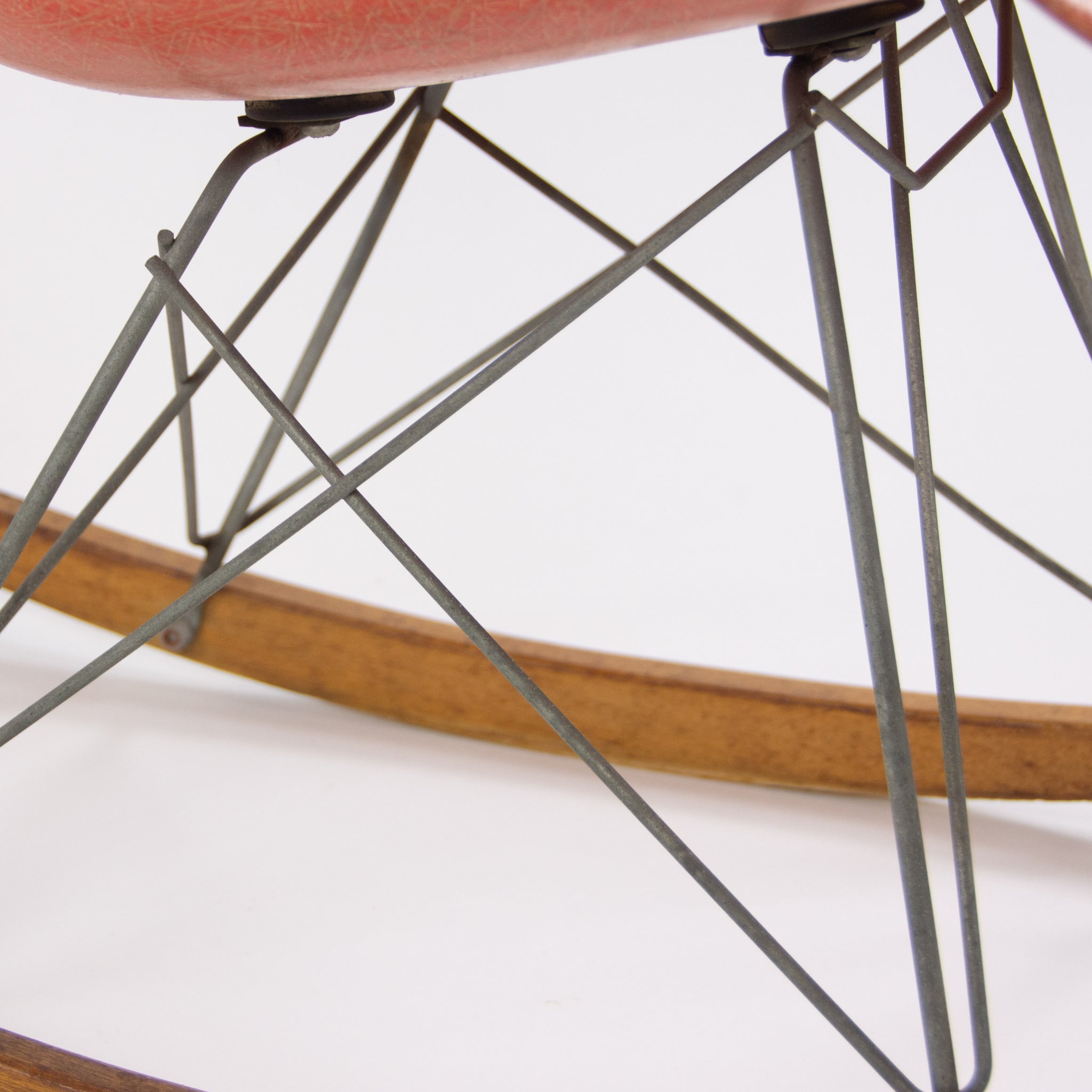 SOLD 1950's Eames Herman Miller RAR Armshell Fiberglass Red Orange Rocking Chair