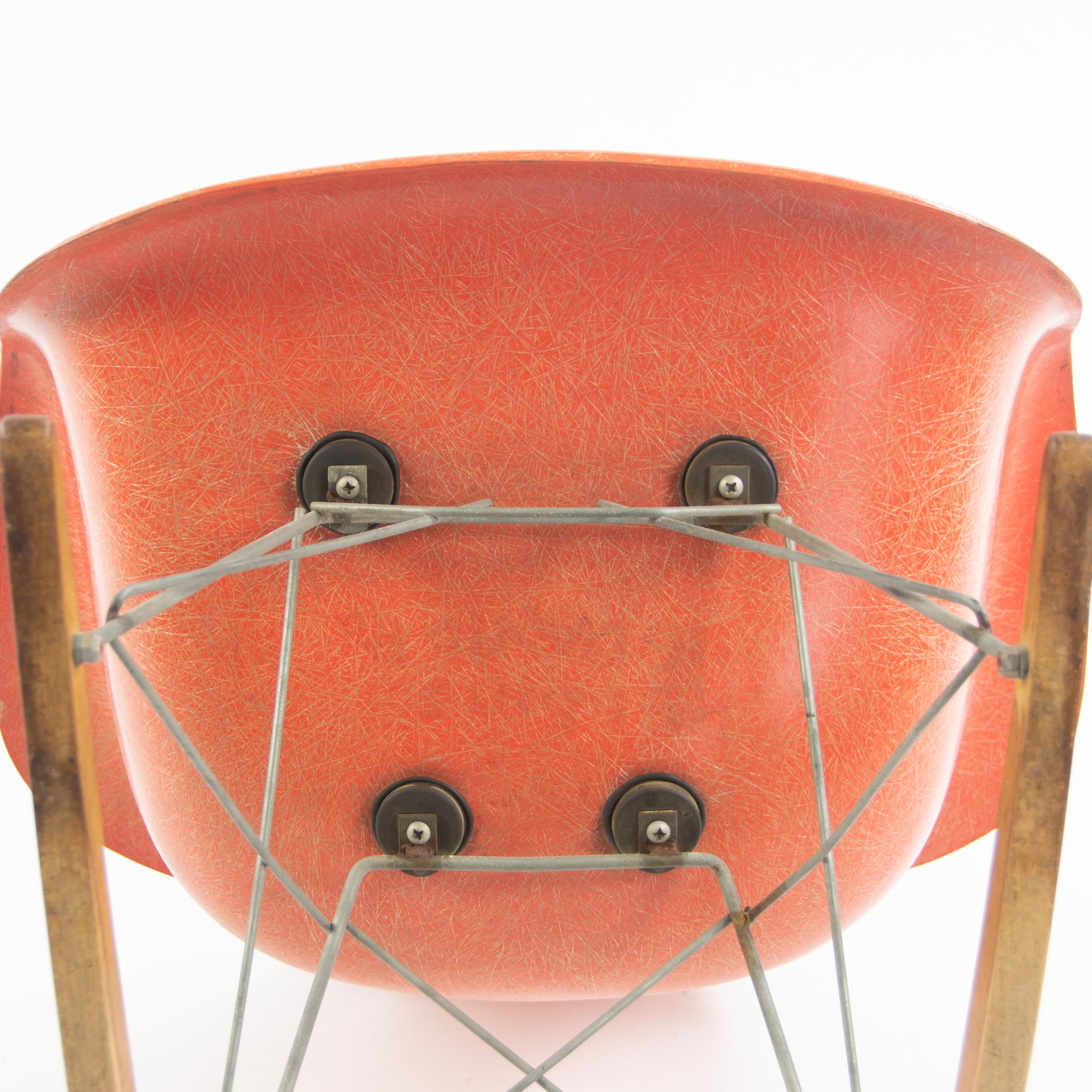 SOLD 1950's Eames Herman Miller RAR Armshell Fiberglass Red Orange Rocking Chair