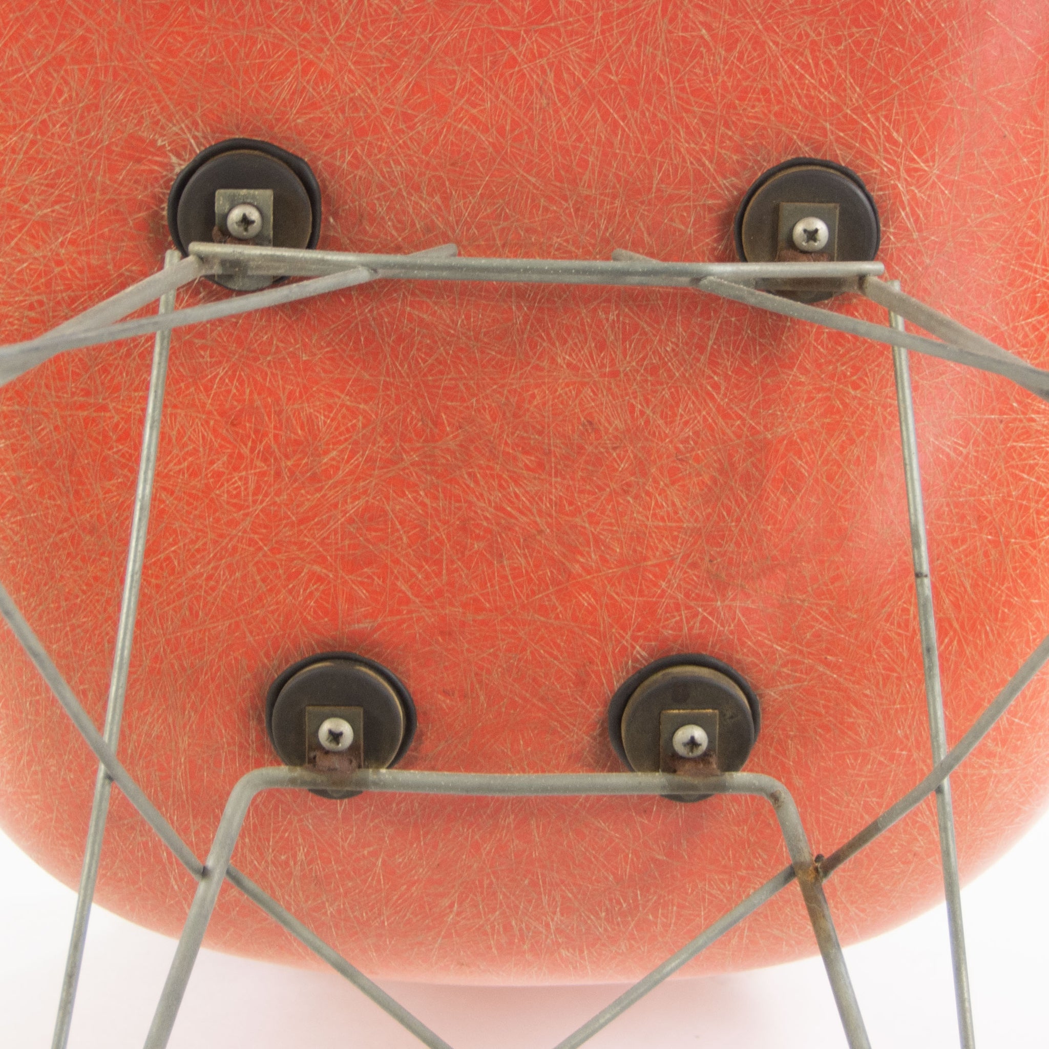 SOLD 1950's Eames Herman Miller RAR Armshell Fiberglass Red Orange Rocking Chair