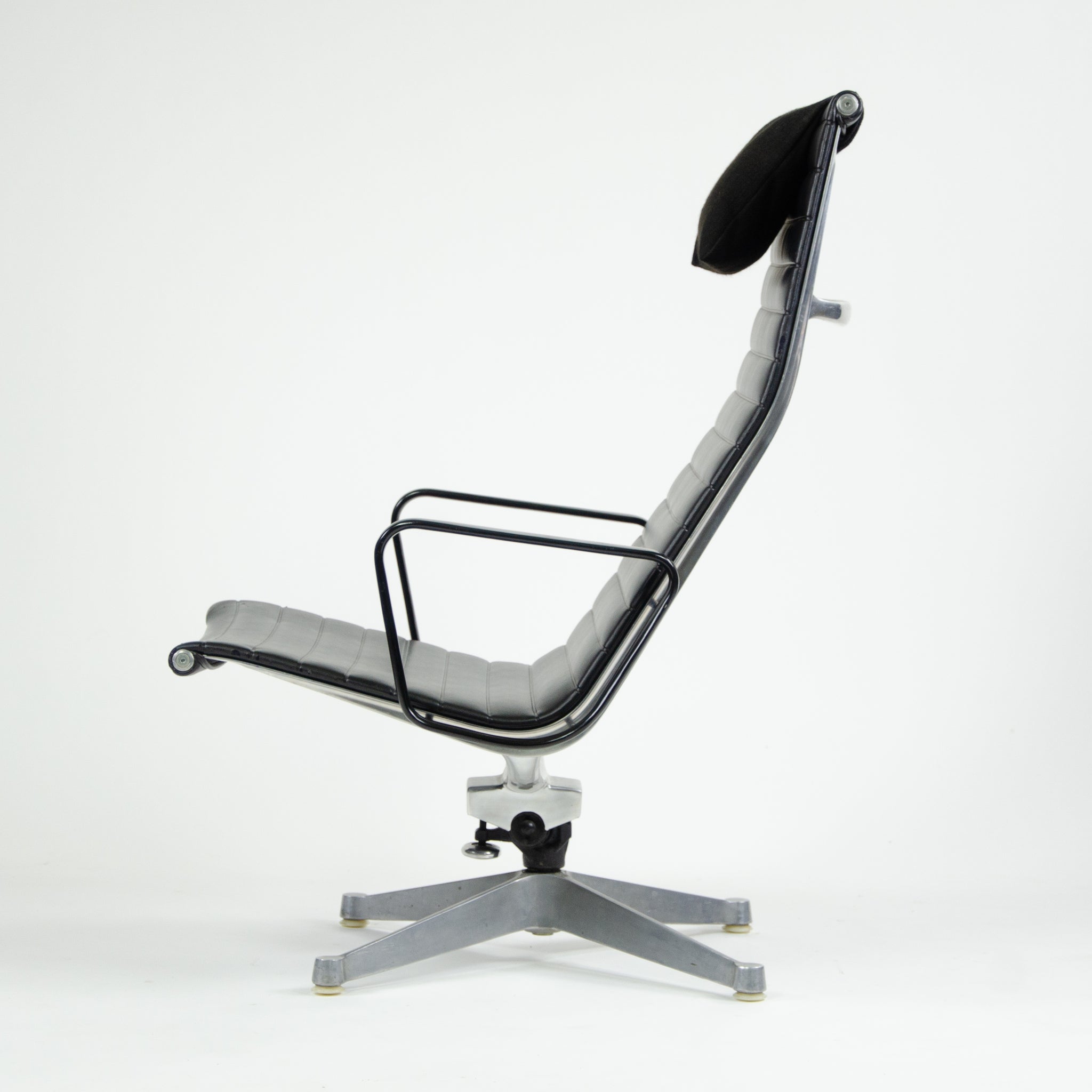 SOLD Museum Quality Eames Herman Miller Aluminum Group Lounge Chair, Black Upholstery