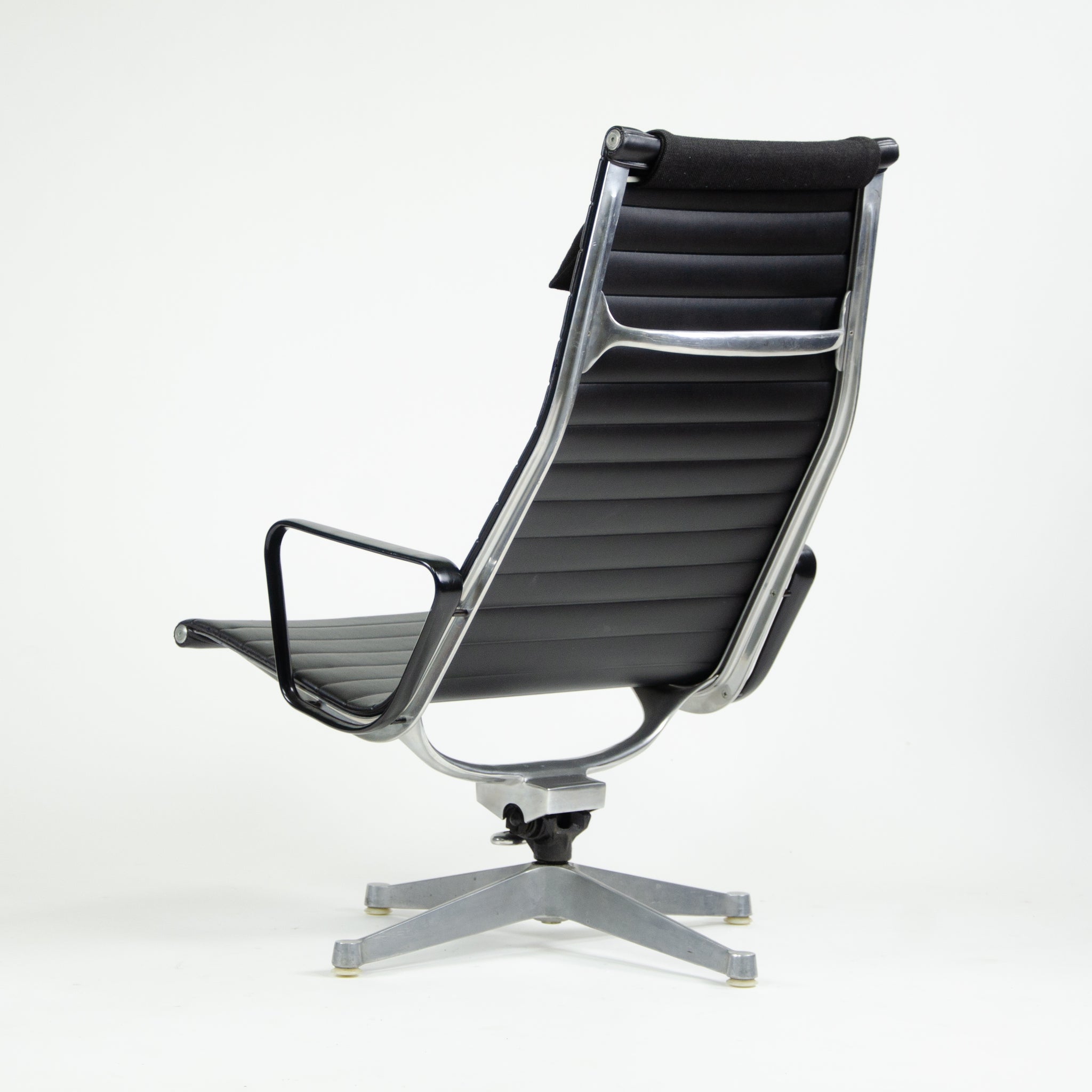 SOLD Museum Quality Eames Herman Miller Aluminum Group Lounge Chair, Black Upholstery