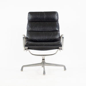 SOLD Eames Herman Miller 1970's Soft Pad Aluminum Group Lounge Chair Black Leather