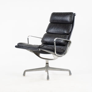 SOLD Eames Herman Miller 1970's Soft Pad Aluminum Group Lounge Chair Black Leather