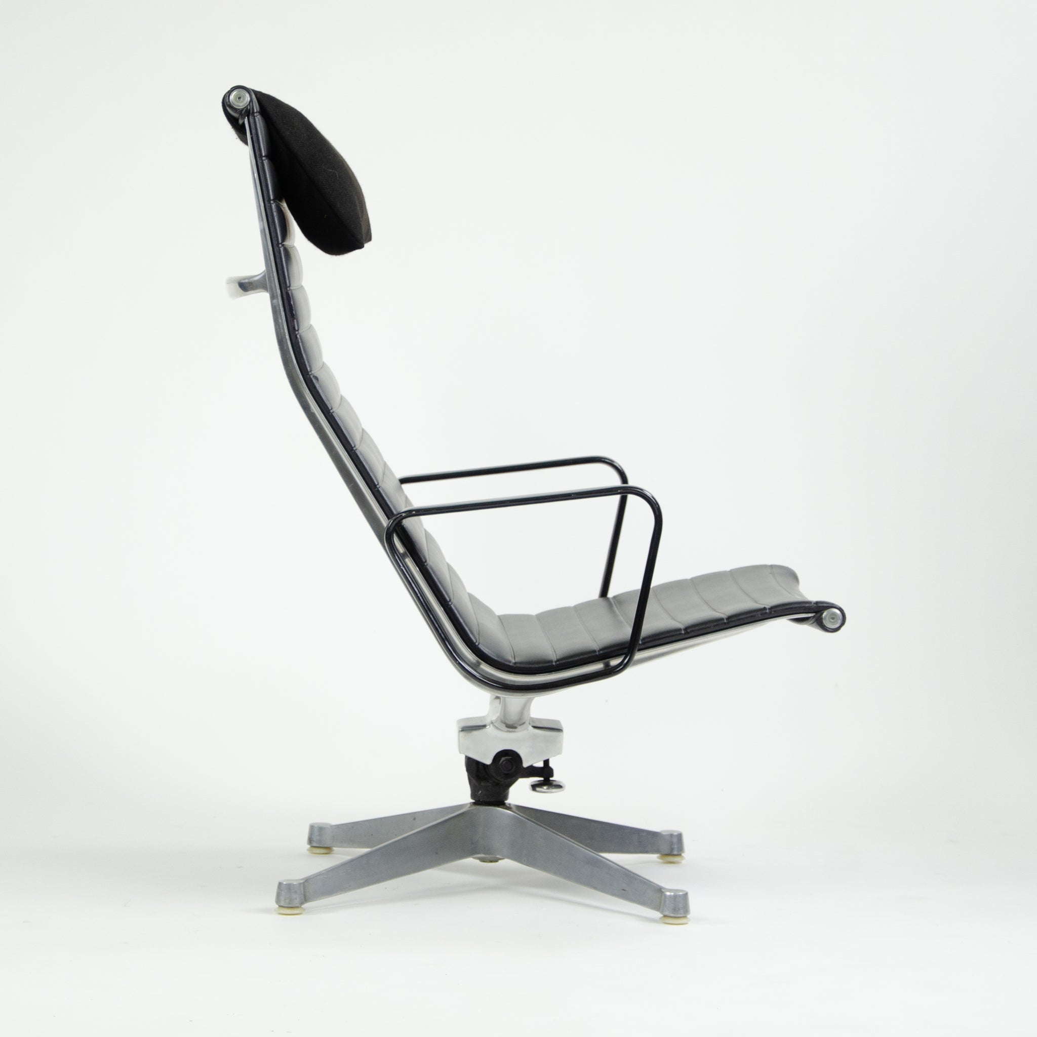 SOLD Museum Quality Eames Herman Miller Aluminum Group Lounge Chair, Black Upholstery