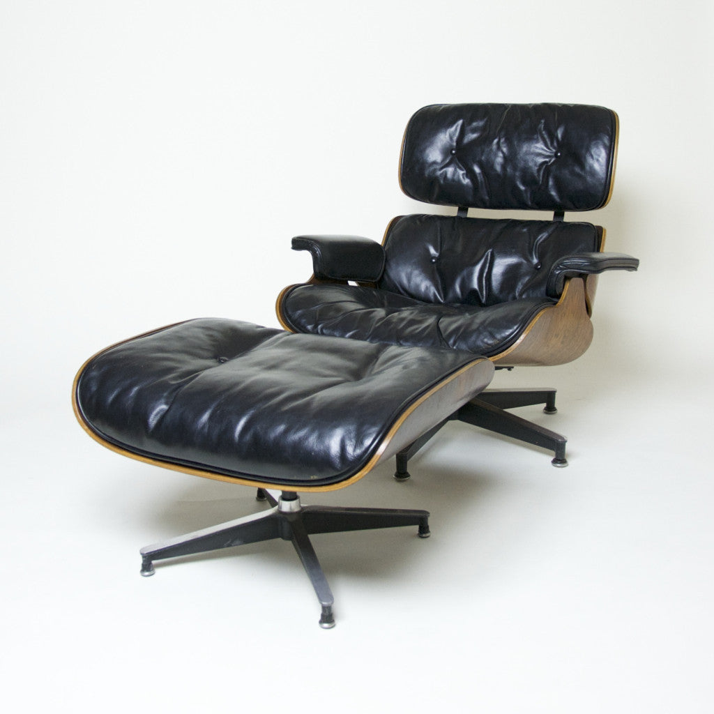 SOLD 1956 Herman Miller Eames Lounge Chair & Ottoman Rosewood with Boot Glides 670 671