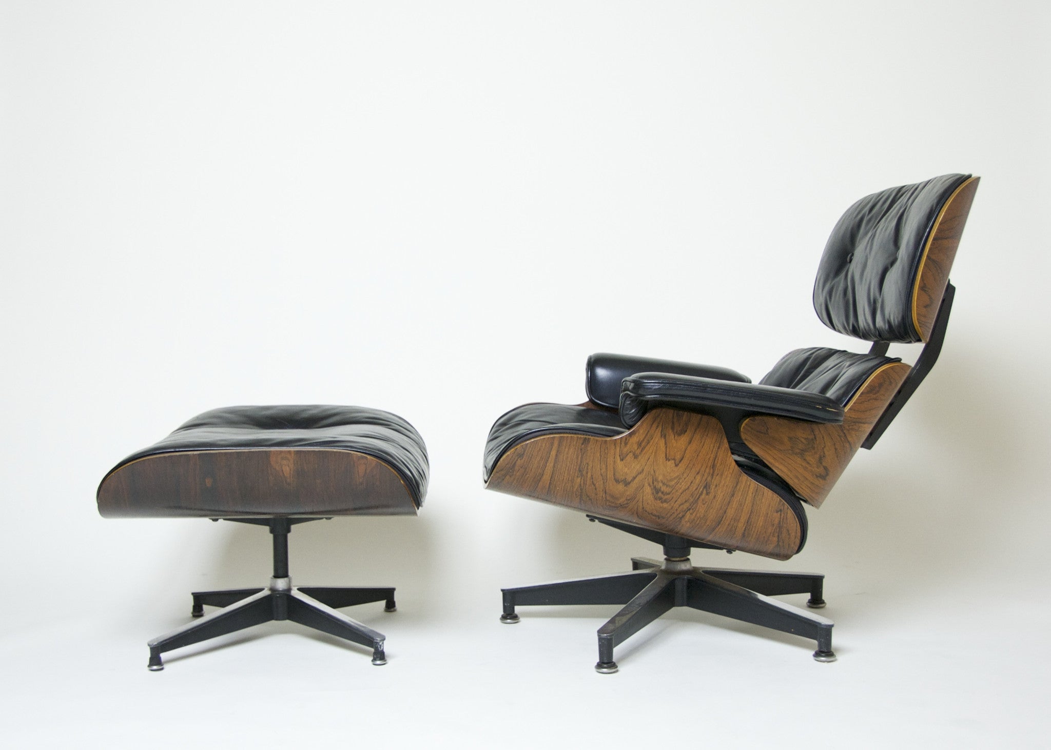 SOLD 1956 Herman Miller Eames Lounge Chair & Ottoman Rosewood with Boot Glides 670 671