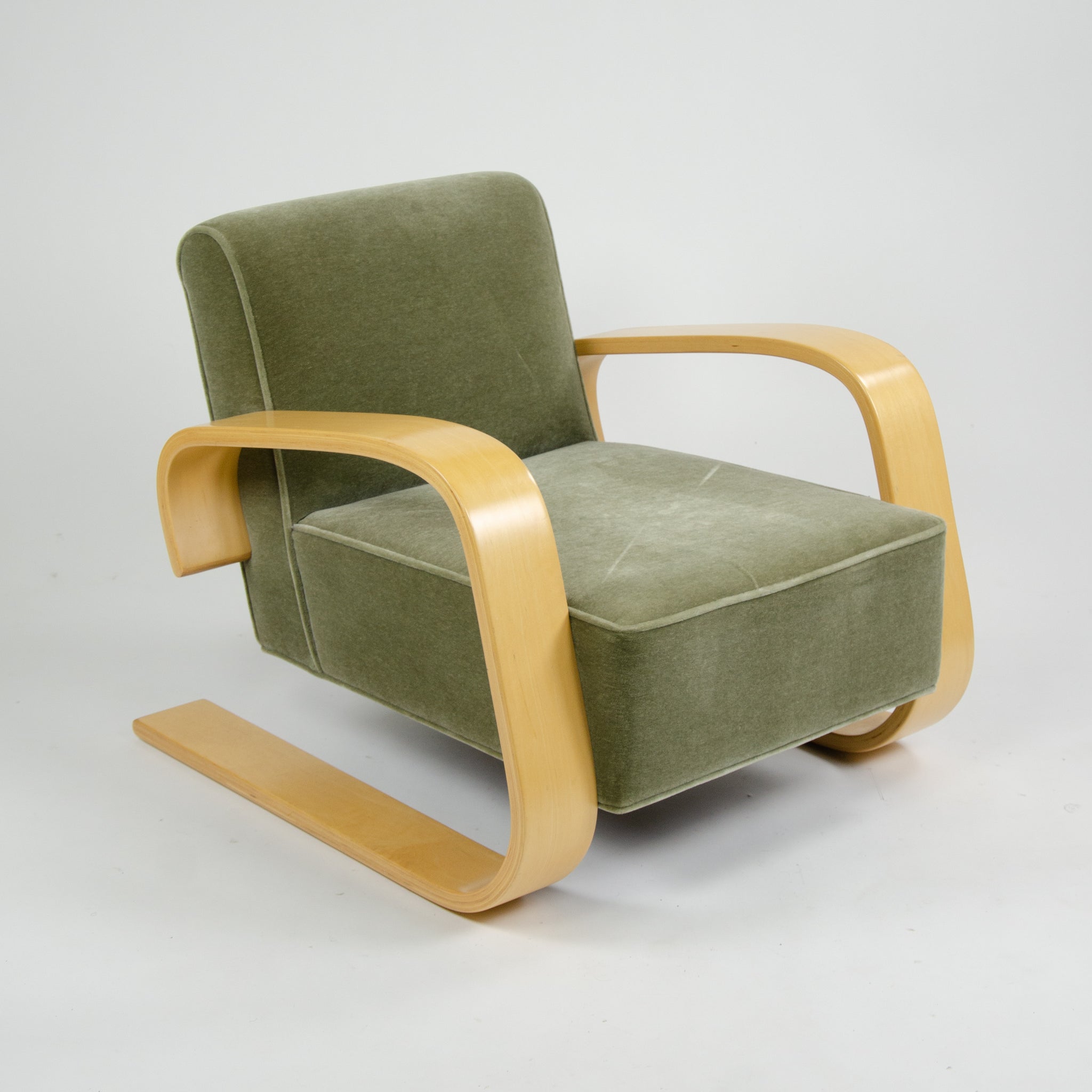 SOLD Mid 2000's Modernica Artek Alvar Aalto 400 Tank C Chair Fabric Upholstery