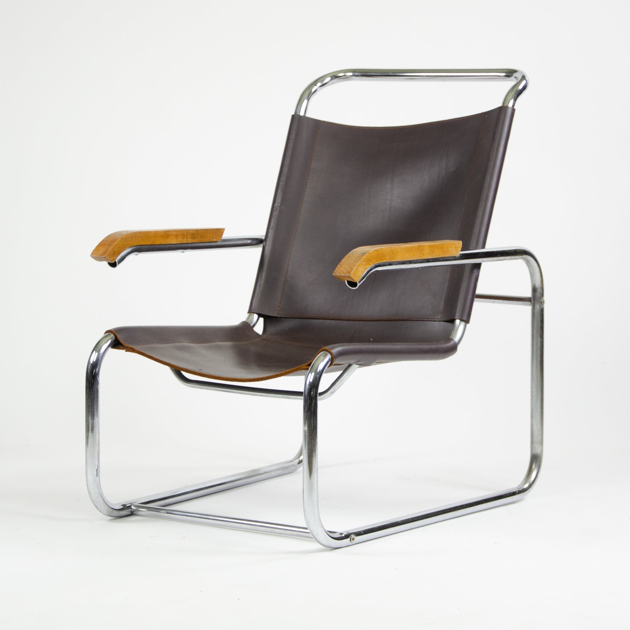 SOLD 1960's Marcel Breuer B35 Leather Lounge Chair Knoll International Thonet Stendig