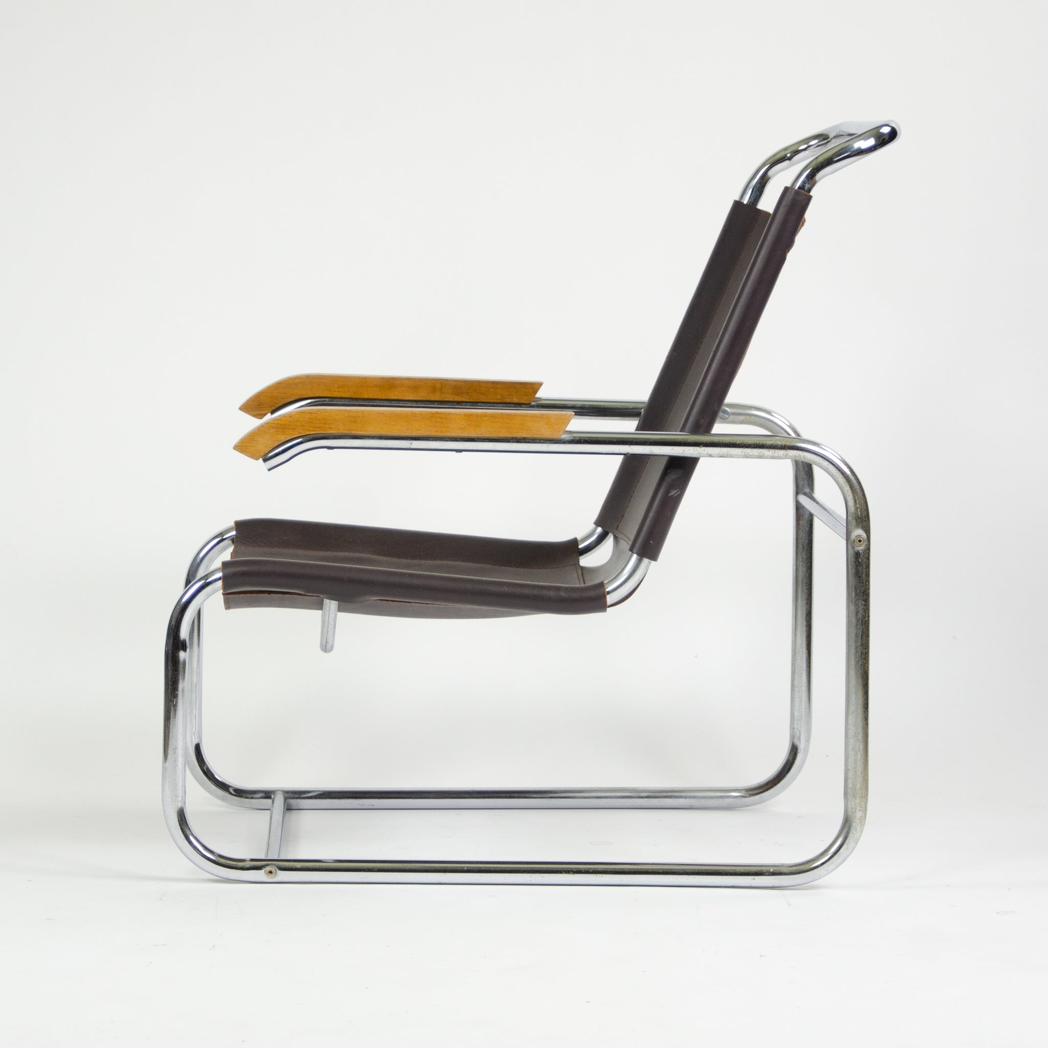 SOLD 1960's Marcel Breuer B35 Leather Lounge Chair Knoll International Thonet Stendig