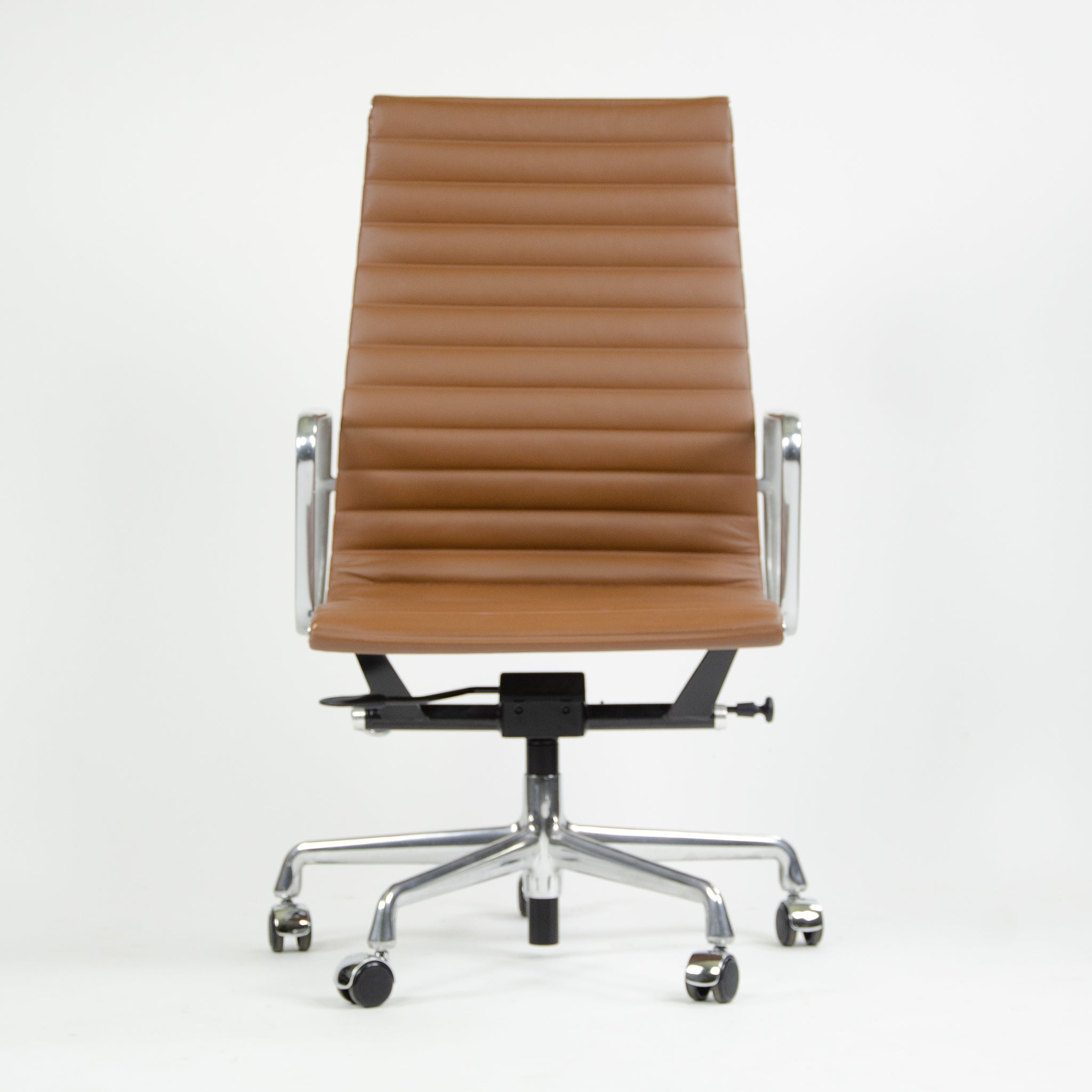 SOLD Herman Miller Eames 2015 Leather High Executive Aluminum Group Desk Chair Brown