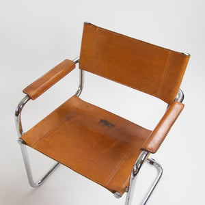 SOLD Mart Stam Vintage S34 for Fasem Cognac Leather Cantilever Lounge Chairs 4x