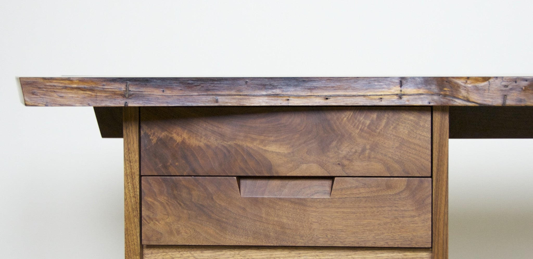 SOLD Authentic George Nakashima Studio Mira Nakashima Hanging 2-Drawer Shelf Black Walnut