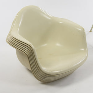 SOLD 1950's Set of Eight Eames Herman Miller Armshell Chairs Fiberglass Upper Stack, Ivory