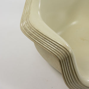 SOLD 1950's Set of Eight Eames Herman Miller Armshell Chairs Fiberglass Upper Stack, Ivory