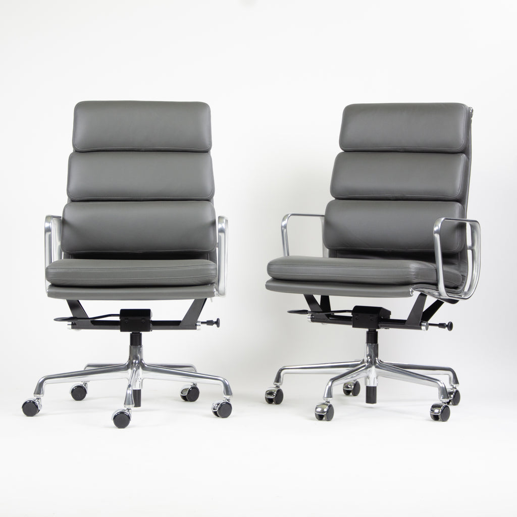 SOLD NEW 2017 Eames Herman Miller High Soft Pad Alu Desk Chairs 9x Graphite Leather
