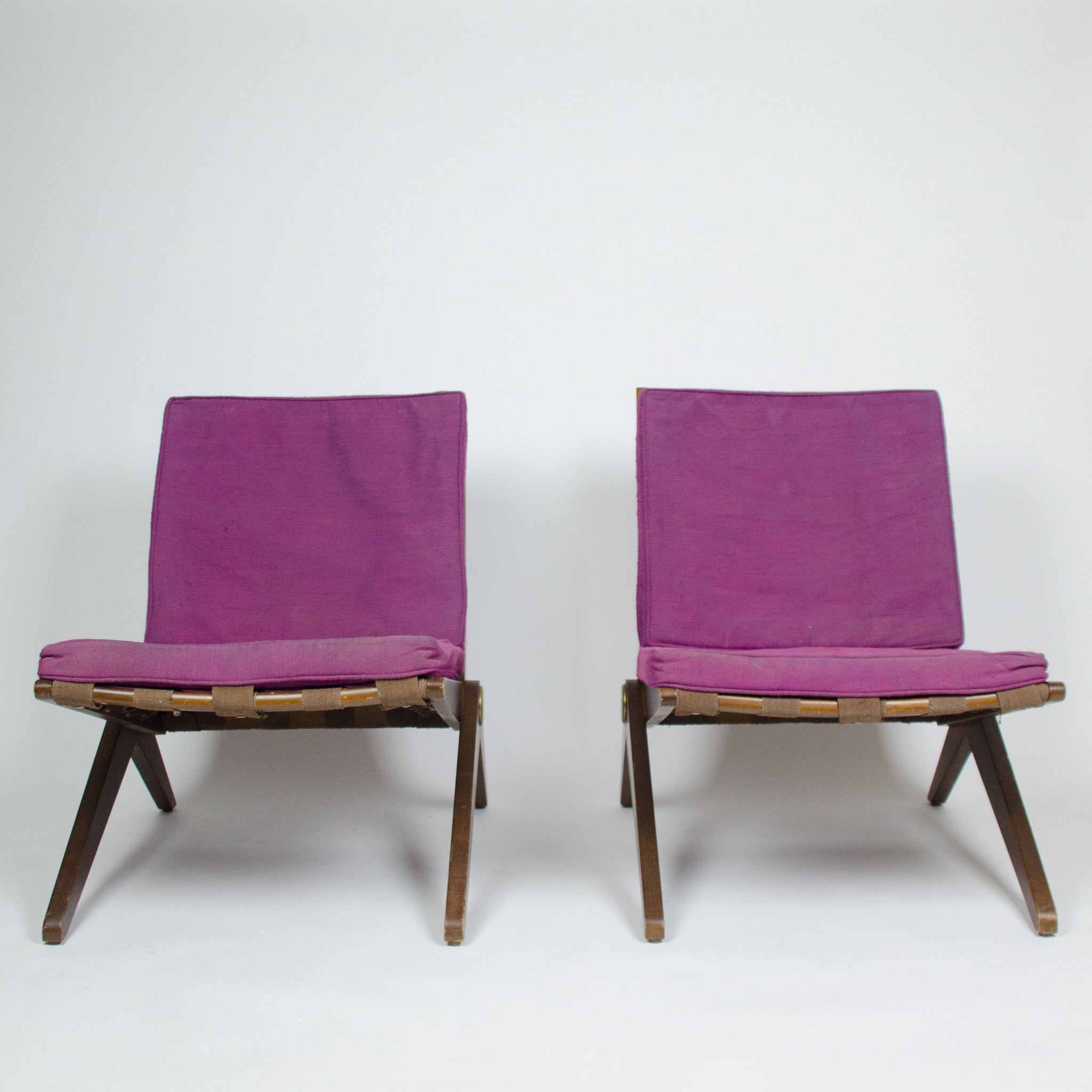 SOLD All Original Vintage Knoll Pierre Jeanneret No. 92 Scissor Lounge Chairs