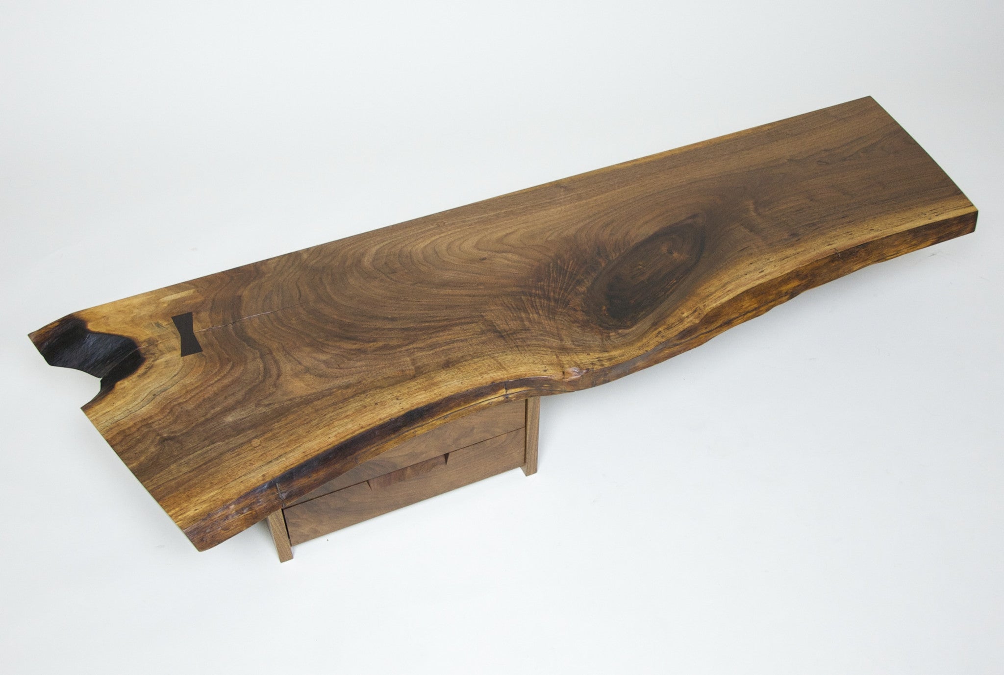 SOLD Authentic George Nakashima Studio Mira Nakashima Hanging 2-Drawer Shelf Black Walnut