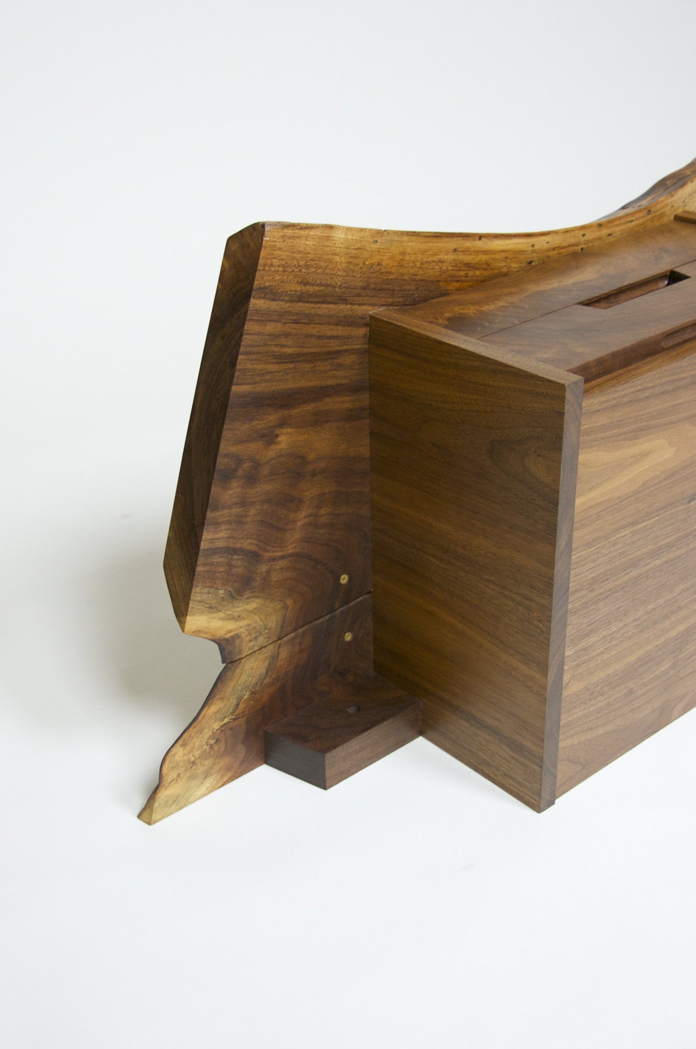 SOLD Authentic George Nakashima Studio Mira Nakashima Hanging 2-Drawer Shelf Black Walnut