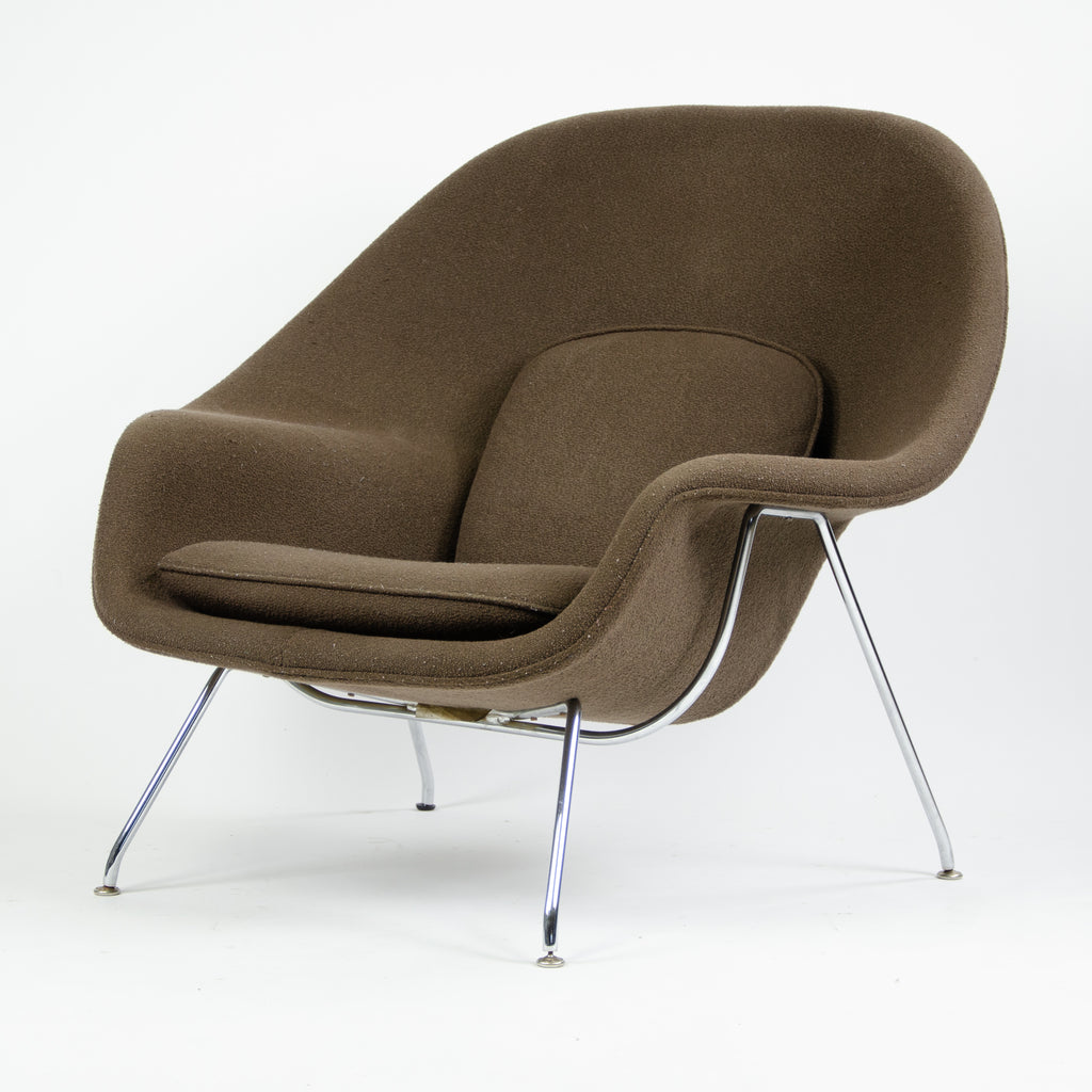 SOLD Eero Saarinen Womb Chair Knoll International Full-Size Brown Boucle Fabric