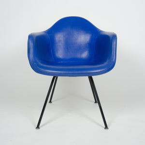 SOLD Eames Yellow & Blue Herman Miller Upholstered Fiberglass Shell Chair DAX-1