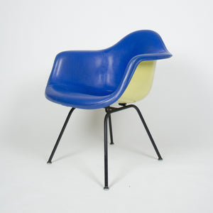 SOLD Eames Yellow & Blue Herman Miller Upholstered Fiberglass Shell Chair DAX-1