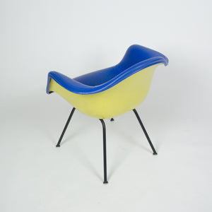 SOLD Eames Yellow & Blue Herman Miller Upholstered Fiberglass Shell Chair DAX-1