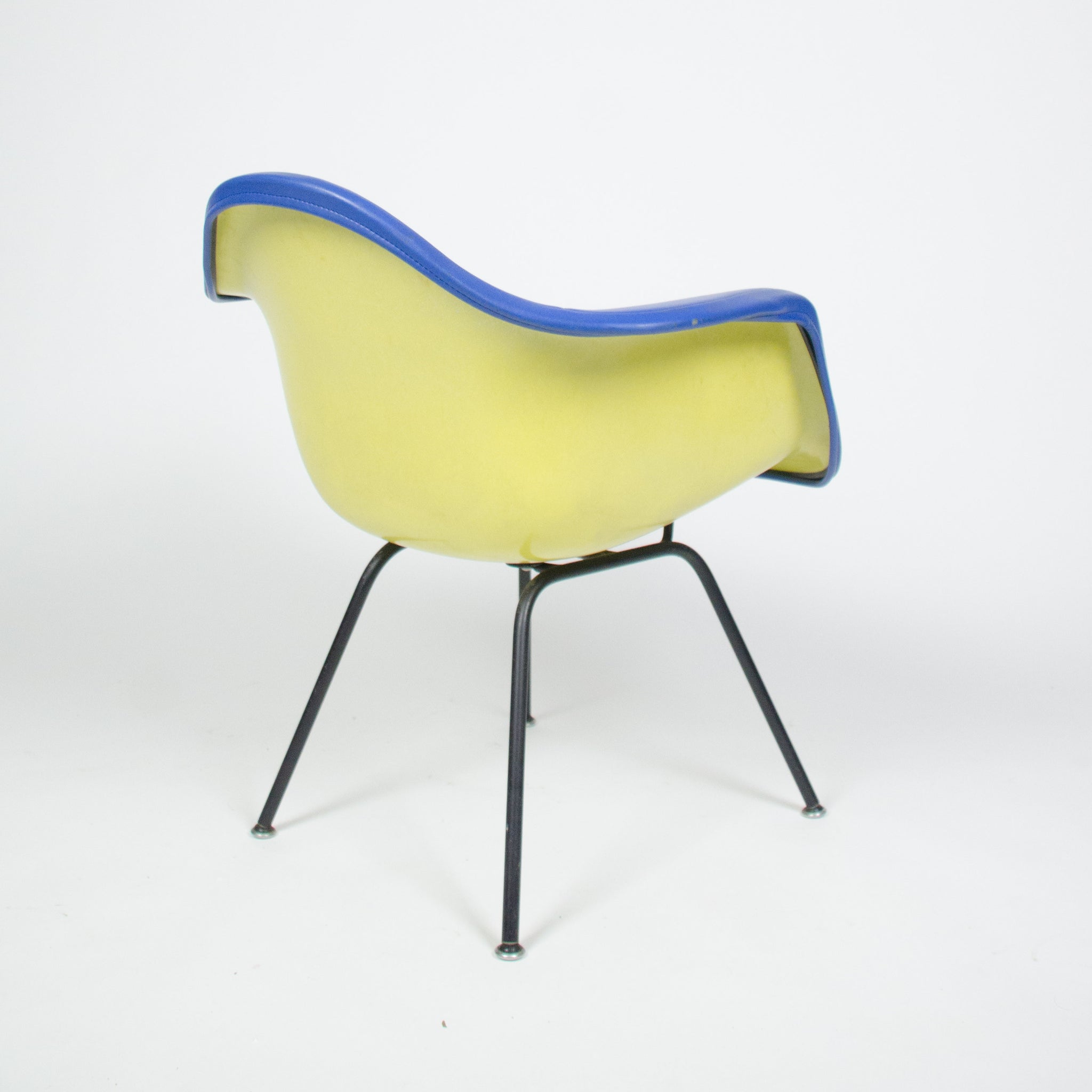 SOLD Eames Yellow & Blue Herman Miller Upholstered Fiberglass Shell Chair DAX-1