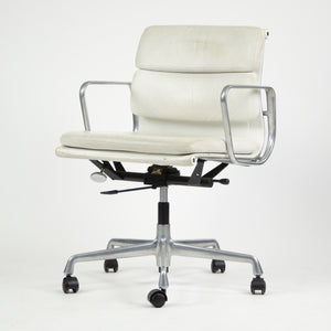 SOLD Pair Eames Herman Miller Vitra Soft Pad Aluminum Chairs White Leather