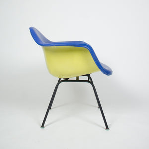 SOLD Eames Yellow & Blue Herman Miller Upholstered Fiberglass Shell Chair DAX-1