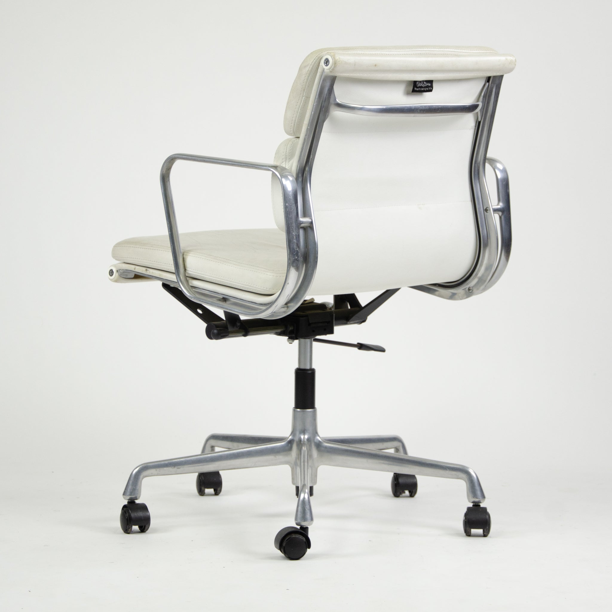 SOLD Pair Eames Herman Miller Vitra Soft Pad Aluminum Chairs White Leather