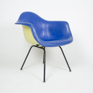 SOLD Eames Yellow & Blue Herman Miller Upholstered Fiberglass Shell Chair DAX-1