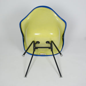 SOLD Eames Yellow & Blue Herman Miller Upholstered Fiberglass Shell Chair DAX-1