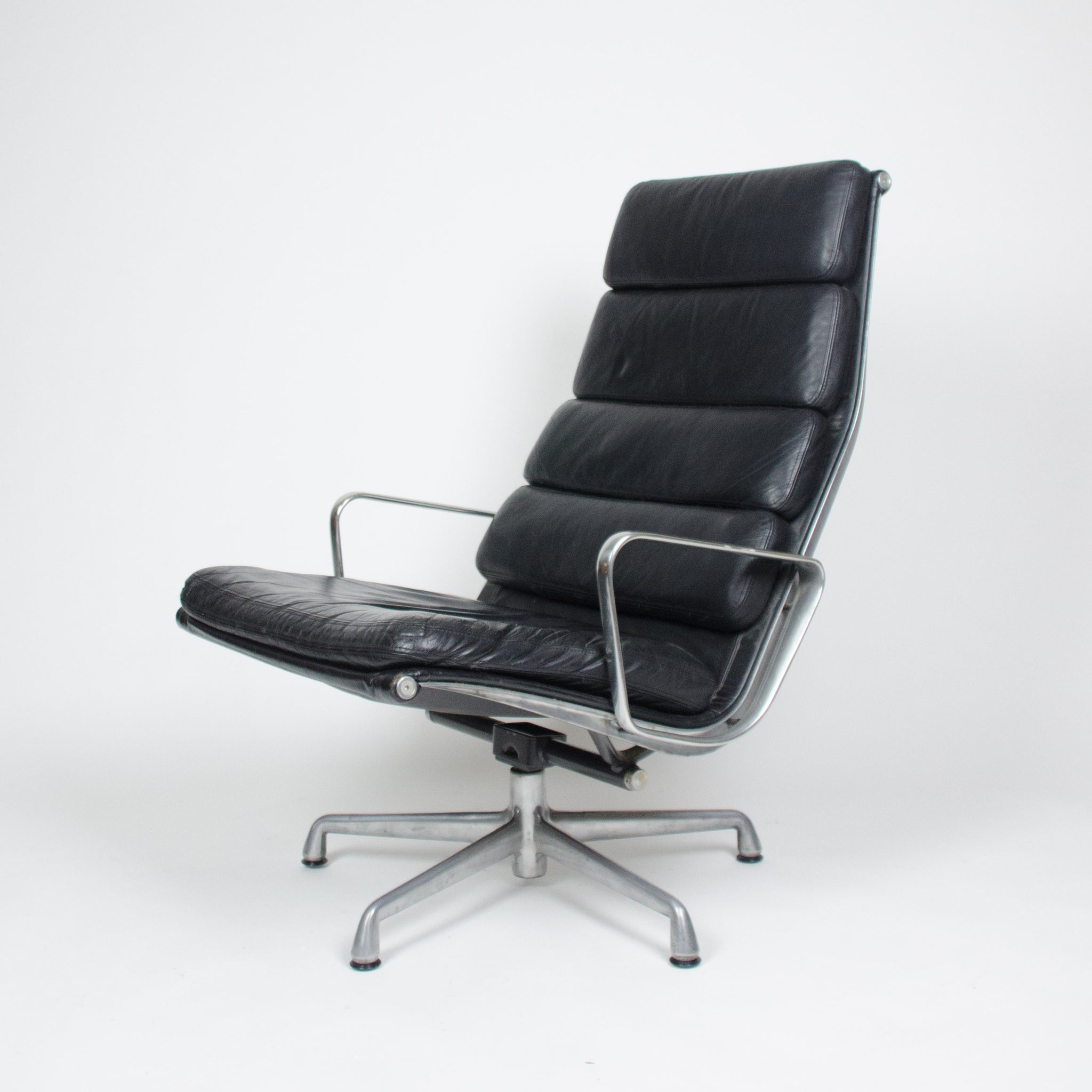 SOLD Eames Herman Miller Soft Pad Lounge Chair with Ottoman Black