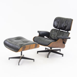 SOLD 1960's Herman Miller Eames Lounge Chair & Ottoman Rosewood 670 671 Black Leather