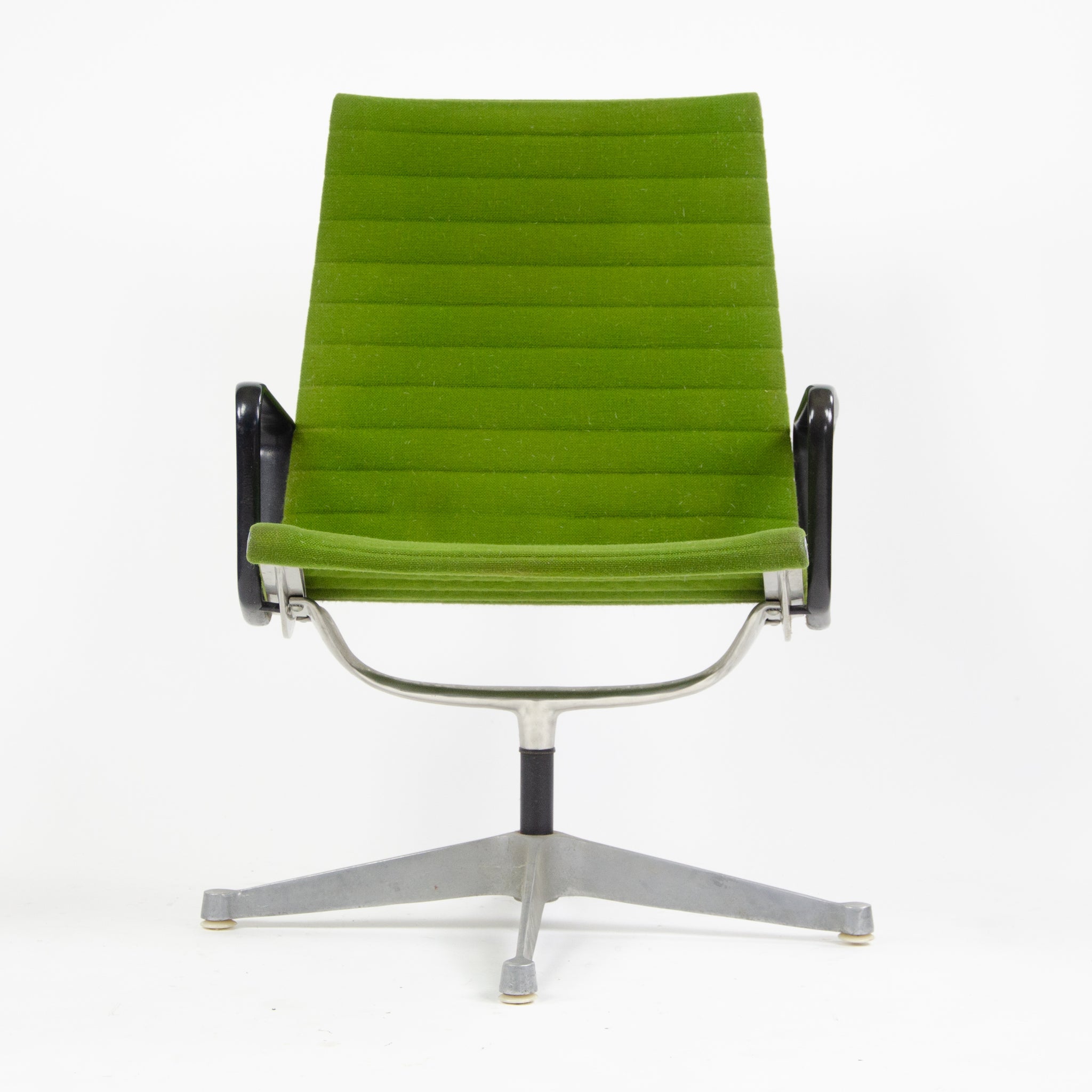 SOLD 1960's Green Eames Herman Miller Aluminum Group Lounge Chair, Fabric Upholstery