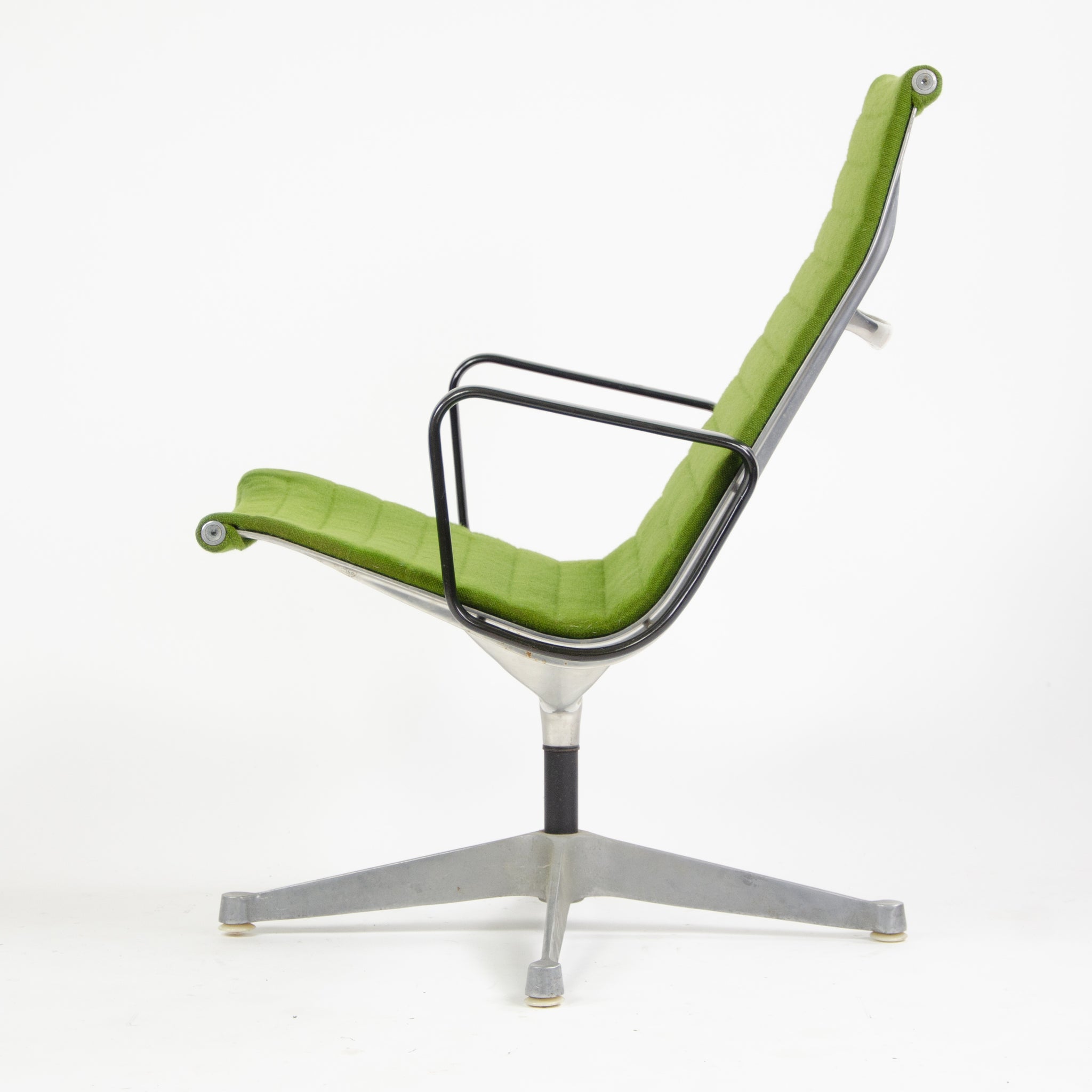 SOLD 1960's Green Eames Herman Miller Aluminum Group Lounge Chair, Fabric Upholstery