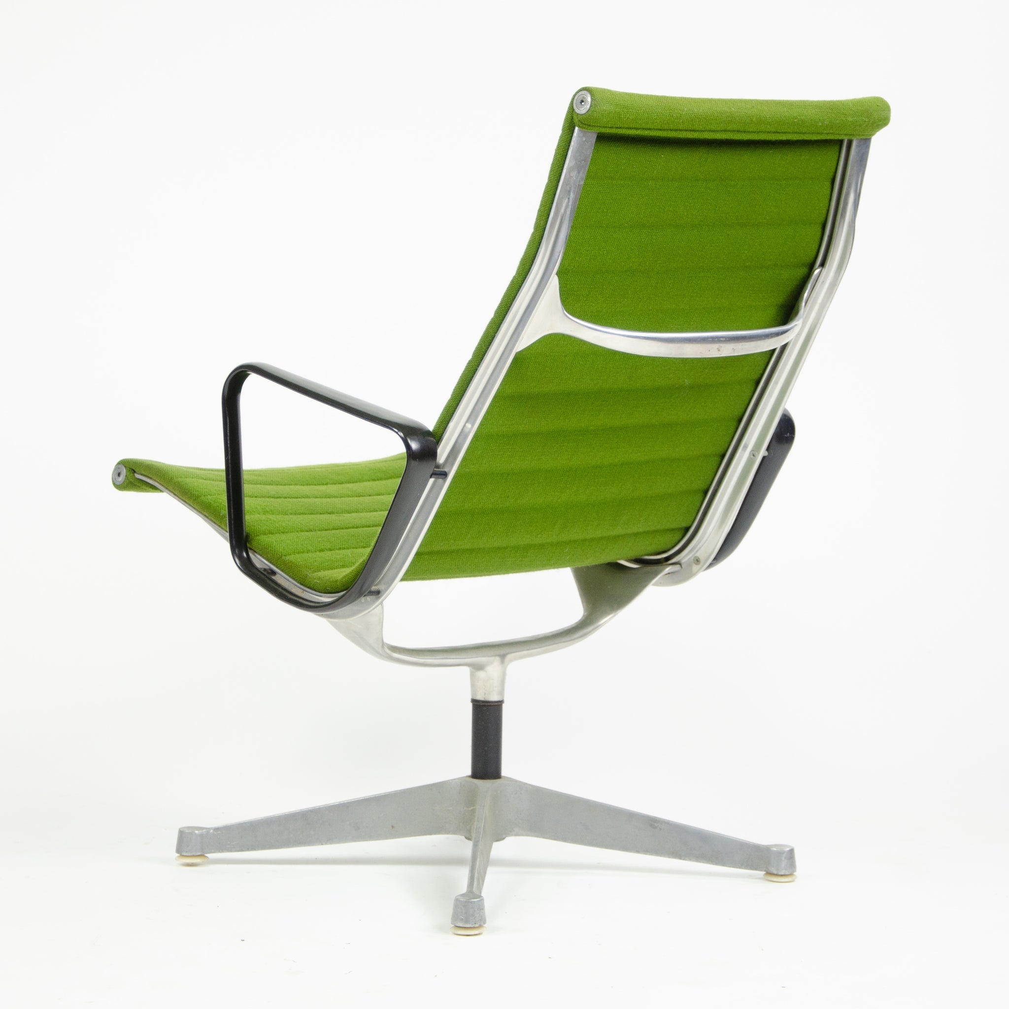 SOLD 1960's Green Eames Herman Miller Aluminum Group Lounge Chair, Fabric Upholstery