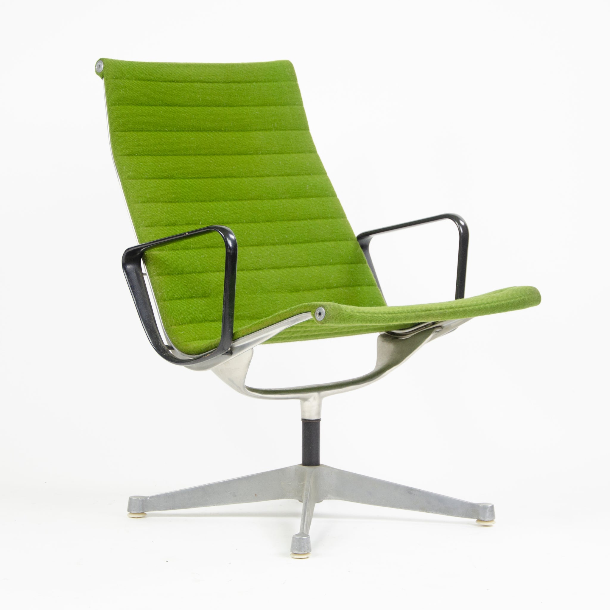 SOLD 1960's Green Eames Herman Miller Aluminum Group Lounge Chair, Fabric Upholstery