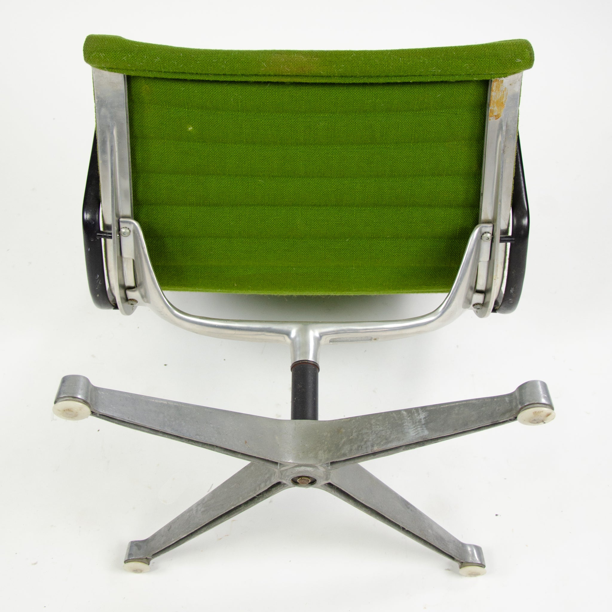 SOLD 1960's Green Eames Herman Miller Aluminum Group Lounge Chair, Fabric Upholstery