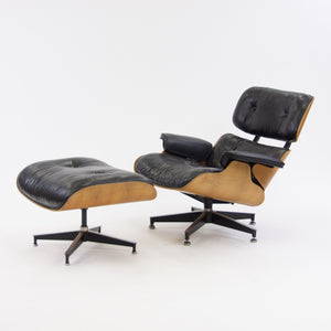 SOLD 1970's Herman Miller Eames Lounge Chair & Ottoman Rosewood 670 671 Black Leather